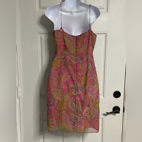 D6- JESSICA ASH Pink Paisley-Floral Spaghetti Dress - Picture 6 of 8